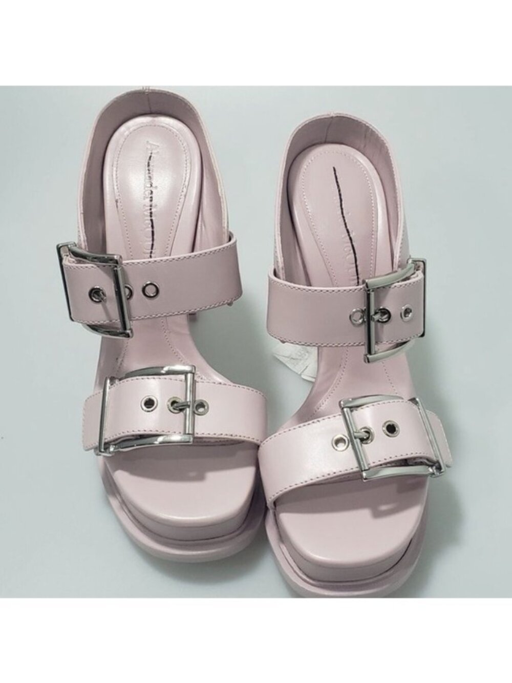 Alexander McQueen 120mm Leather Platform Mules Sandals Pink EU 37.5/US 7.5 - Picture 3 of 8